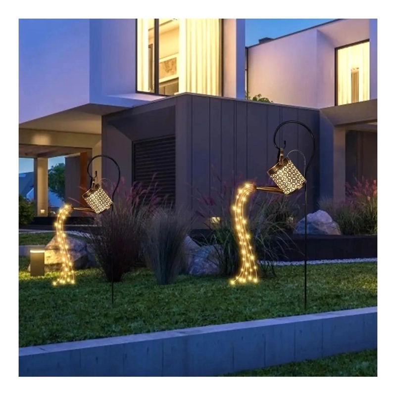 PACK 2 REGADERAS DE COBRE CON LUZ SOLAR LED CALIDA - 5