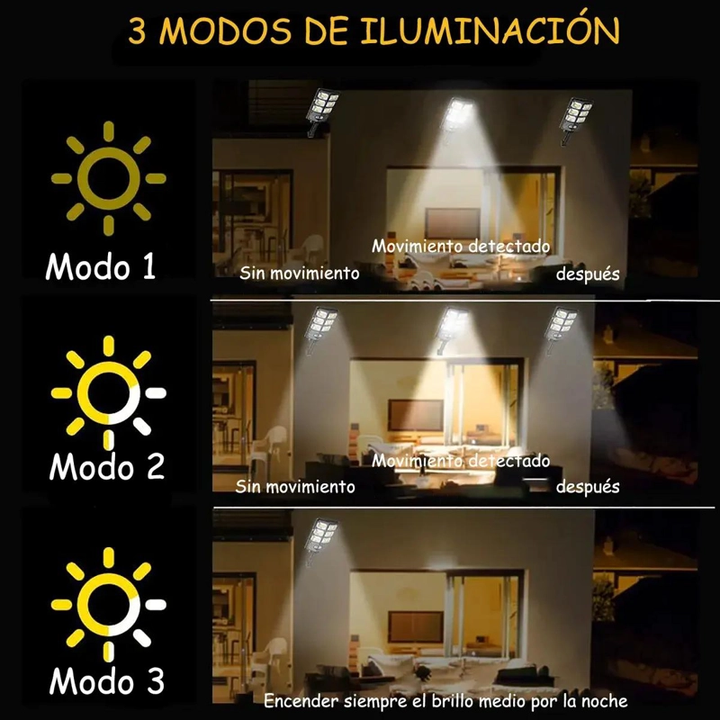 FOCO LED SOLAR PARA EXTERIOR CON SOPORTE Y ALTA POTENCIA - 4