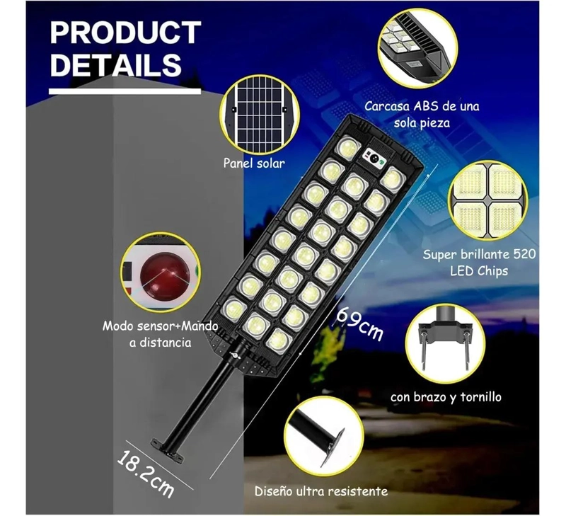 LAMPARA SOLAR EXTERIOR 45000MAH PARA JARDIN Y PATIO - 5