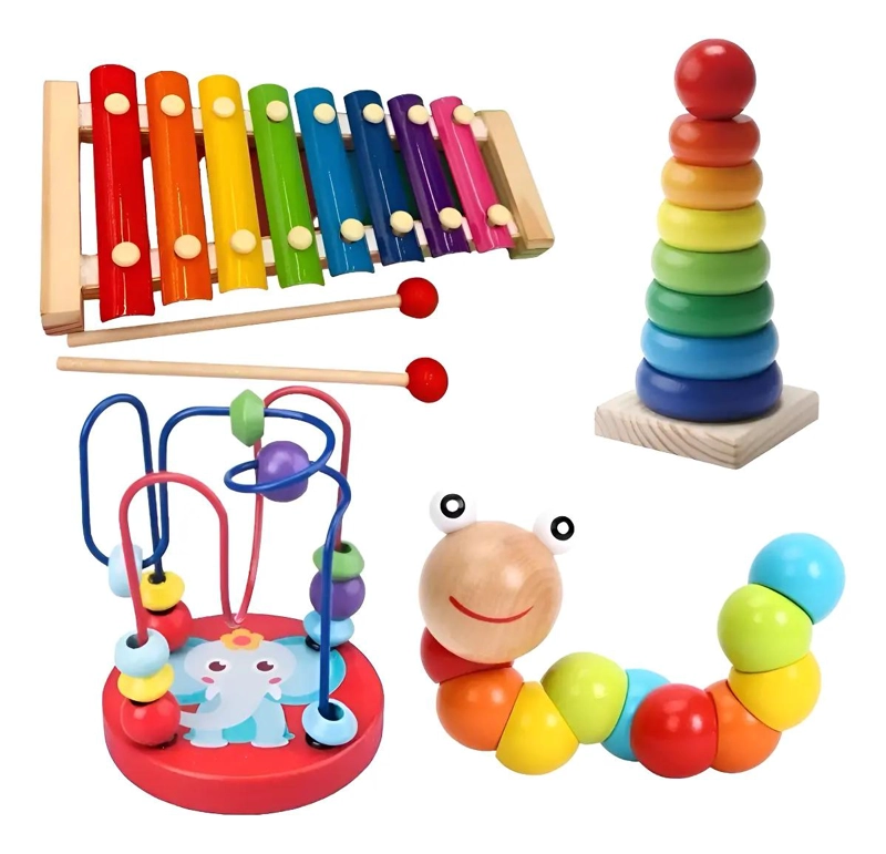 SET DE 4 JUGUETES MUSICALES MONTESSORI DE MADERA PARA NIÑ - 1