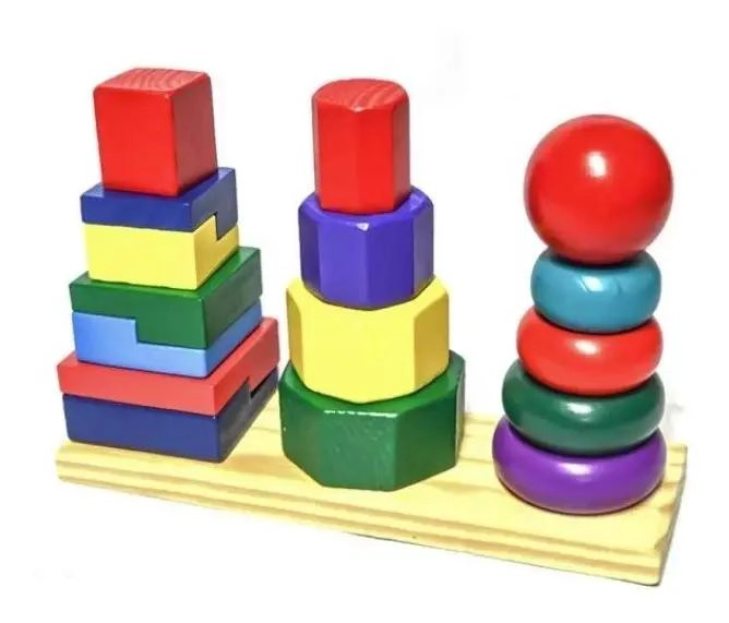 TORRE TRIPLE DE ENCAJE DE MADERA DIDACTICA - 1