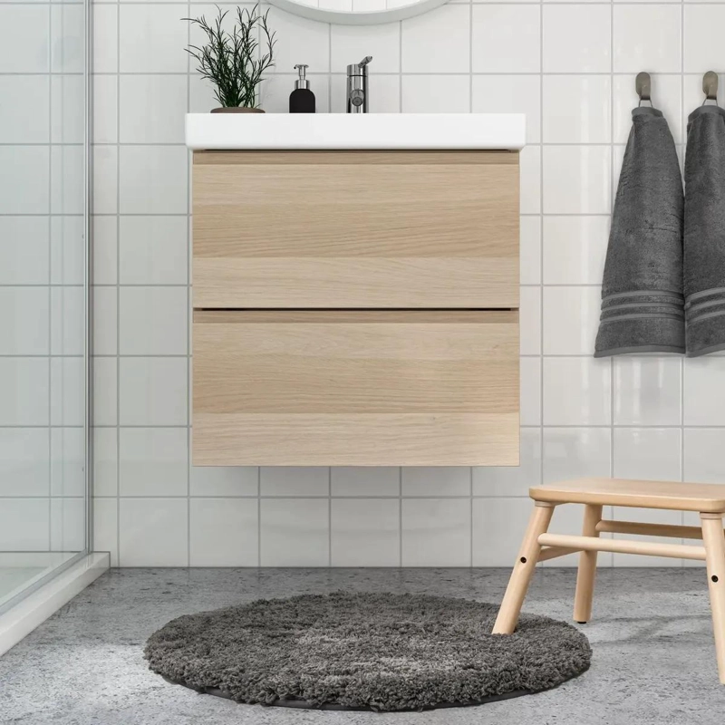 PISO DE BAÑO REDONDO MICROFIBRA AZUL OSCURO 65 CM - 4