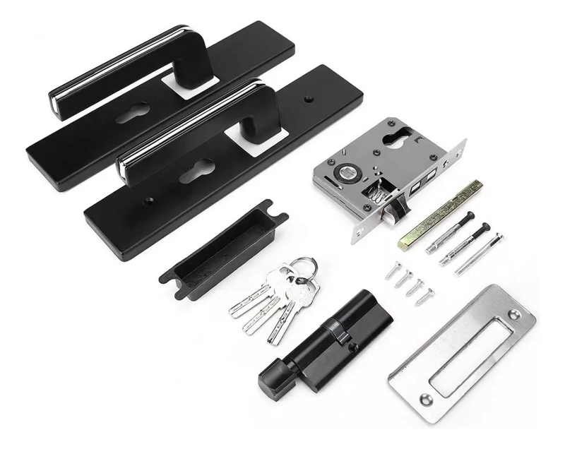 CERRADURA CON MANIJA SILENCIOSA NEGRA PARA PUERTA - 2