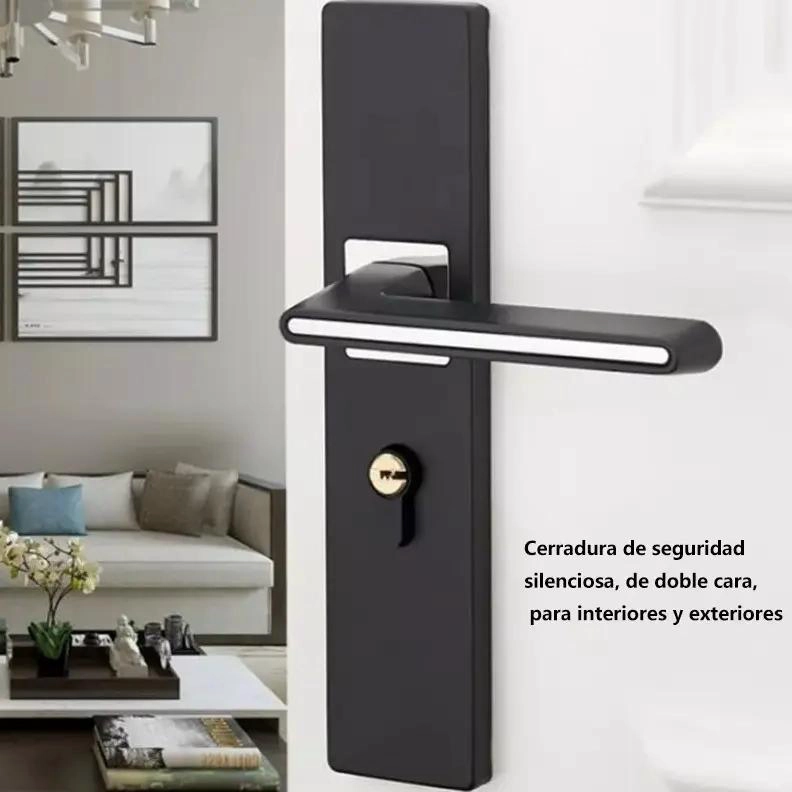 CERRADURA CON MANIJA SILENCIOSA NEGRA PARA PUERTA - 3