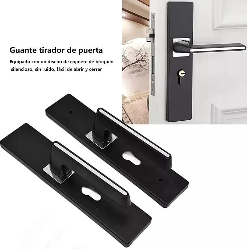 CERRADURA CON MANIJA SILENCIOSA NEGRA PARA PUERTA - 5