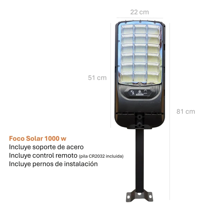 FOCO SOLAR EXTERIOR 1000W CON SENSOR Y CONTROL - 2