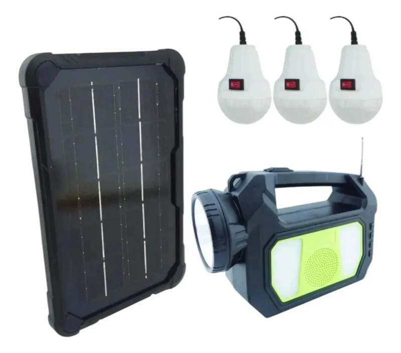 KIT SOLAR DE EMERGENCIA PARA CAMPING CON LUZ LED Y RADIO - 2