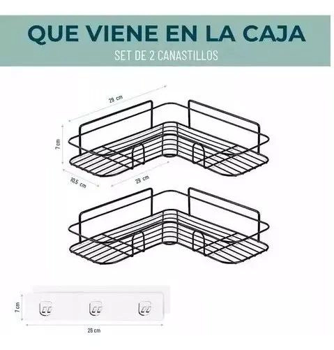 ORGANIZADOR DE DUCHA ADHESIVO INOXIDABLE 2 PIEZAS - 2