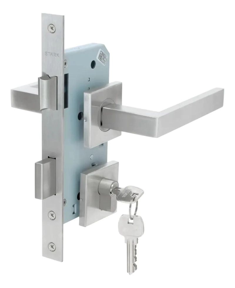 CERRADURA EMBUTIR PARA OFICINA Y COCINA CON MANILLAS INOX - 1