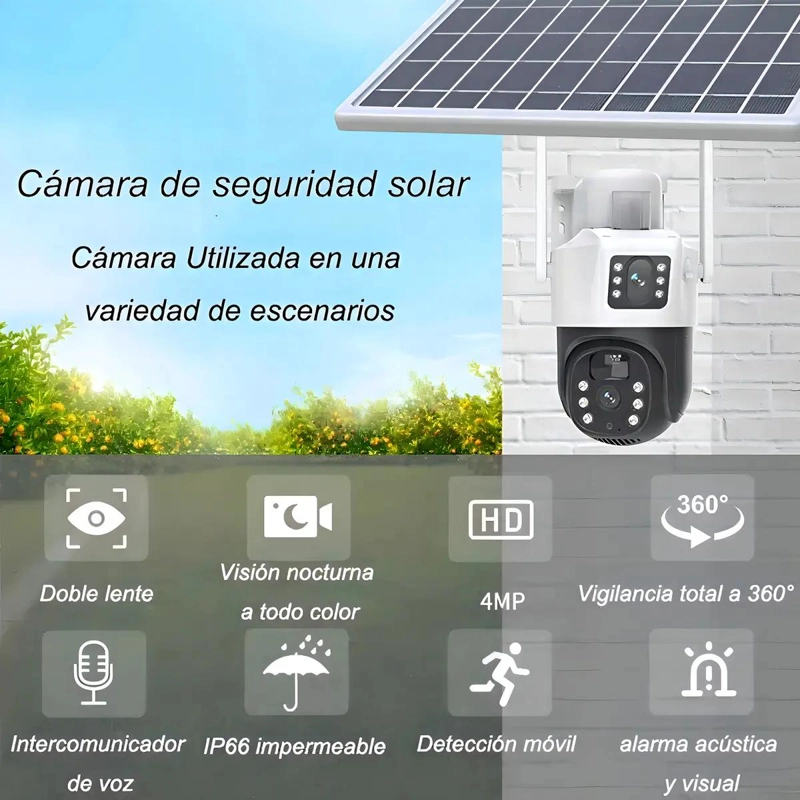 CAMARA BINOCULAR SOLAR INALAMBRICA 360° PARA EXTERIOR - 3
