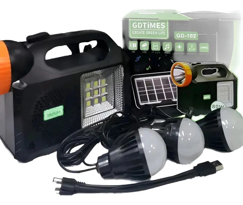 KIT SOLAR CON PARLANTE, LINTERNA Y FOCO CARGADOR - 2
