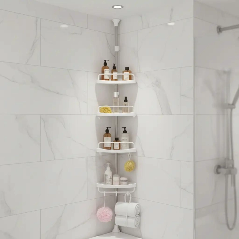ORGANIZADOR ESQUINERO AJUSTABLE PARA DUCHA 4 PISOS - 1
