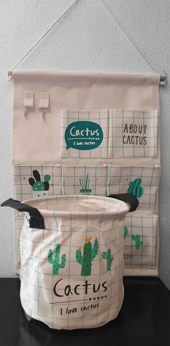 PACK CANASTO Y ORGANIZADOR COLGANTE PARA BAÑO - 1