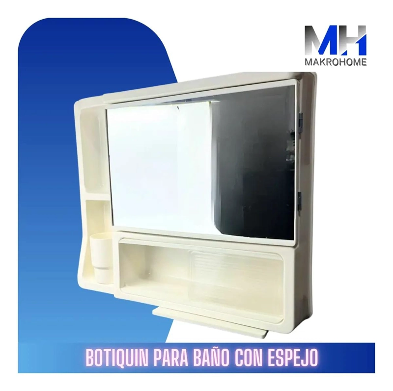 MUEBLE BOTIQUIN PLASTICO PARA BAÑO CON ESPEJO - 2