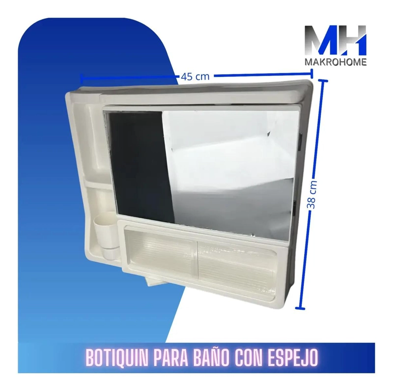MUEBLE BOTIQUIN PLASTICO PARA BAÑO CON ESPEJO - 3