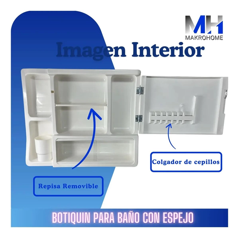 MUEBLE BOTIQUIN PLASTICO PARA BAÑO CON ESPEJO - 5