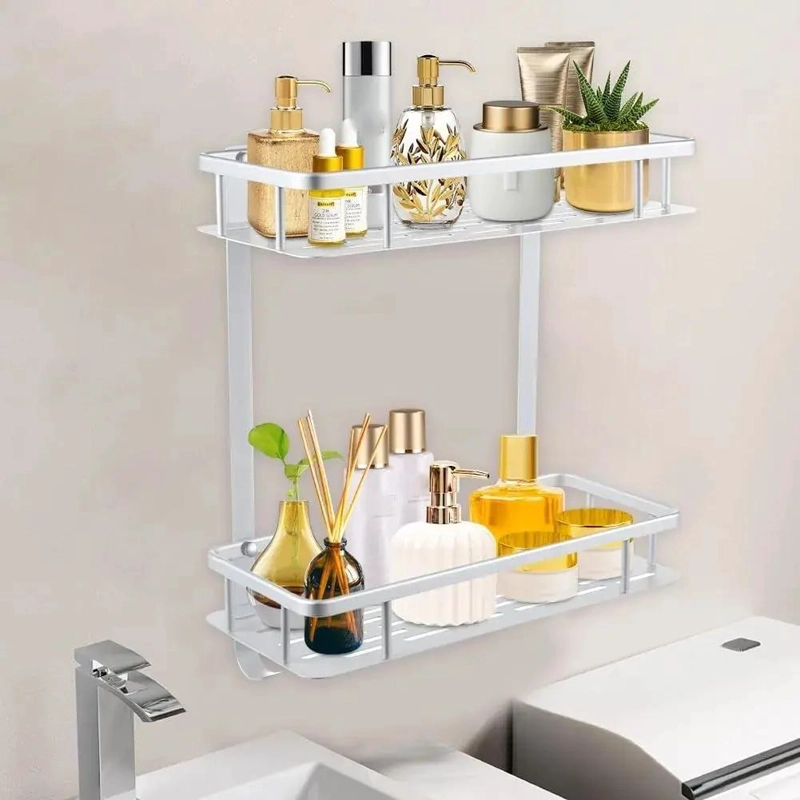 ORGANIZADOR DE BAÑO DE 2 NIVELES CON GANCHOS - 2