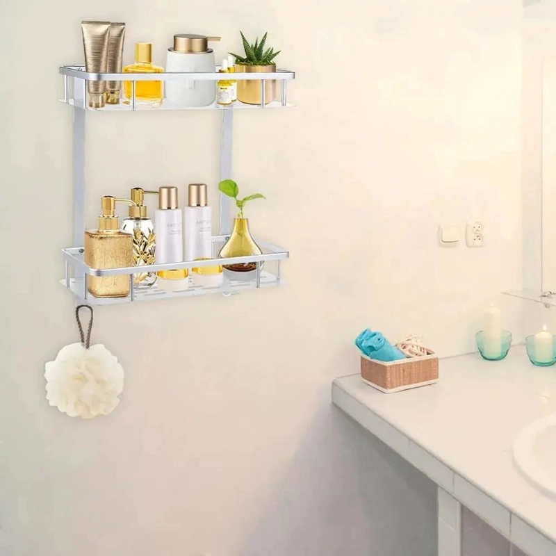 ORGANIZADOR DE BAÑO DE 2 NIVELES CON GANCHOS - 3