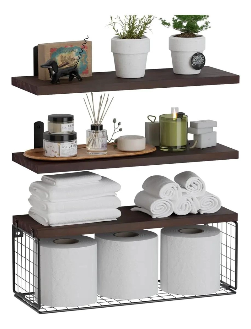 ORGANIZADOR DE DUCHA CON REPISA Y PANELES DE MADERA - 2