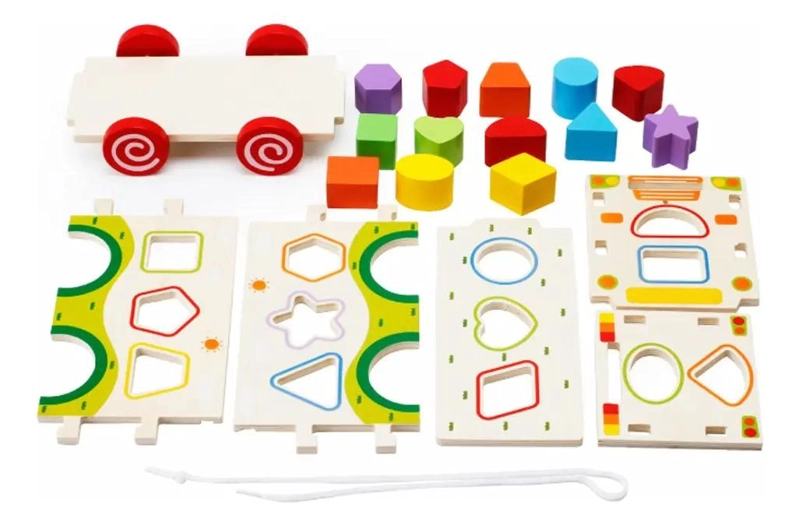JUEGO DIDACTICO DE MADERA AUTOBUS Y FORMAS PARA NIÑOS - 2