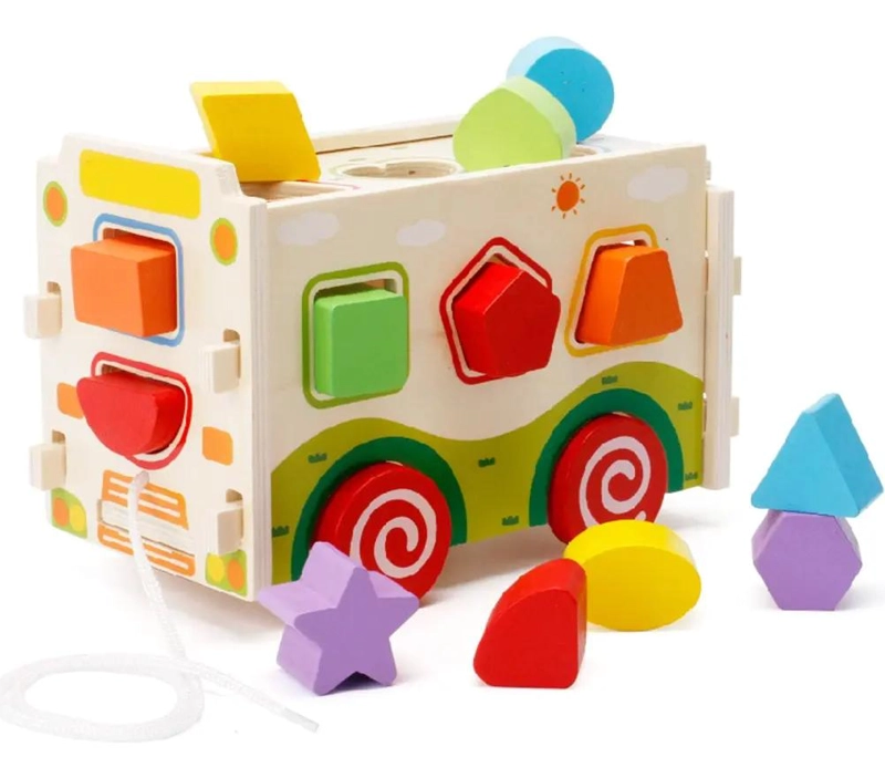 JUEGO DIDACTICO DE MADERA AUTOBUS Y FORMAS PARA NIÑOS - 3