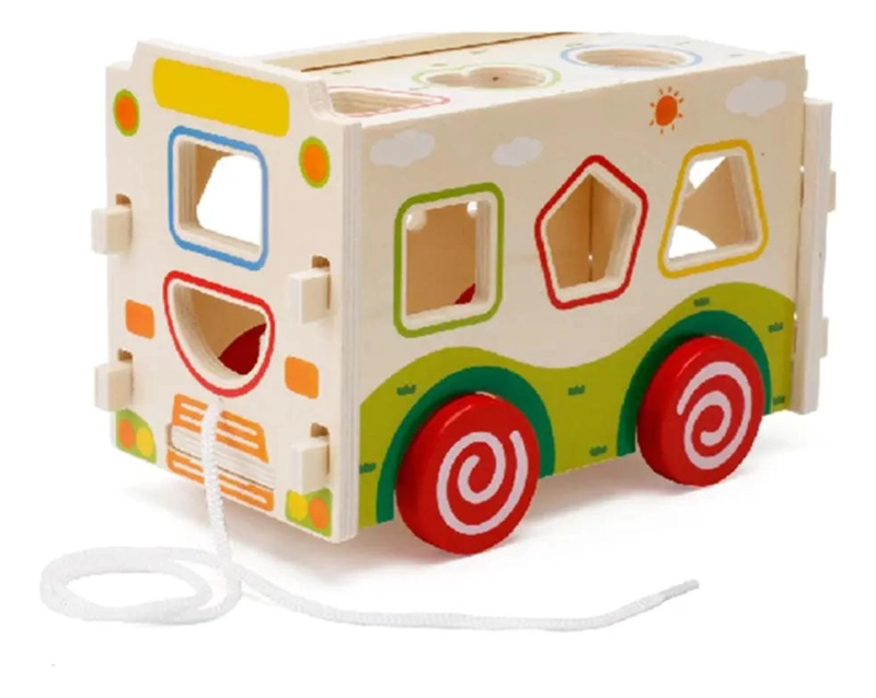 JUEGO DIDACTICO DE MADERA AUTOBUS Y FORMAS PARA NIÑOS - 5