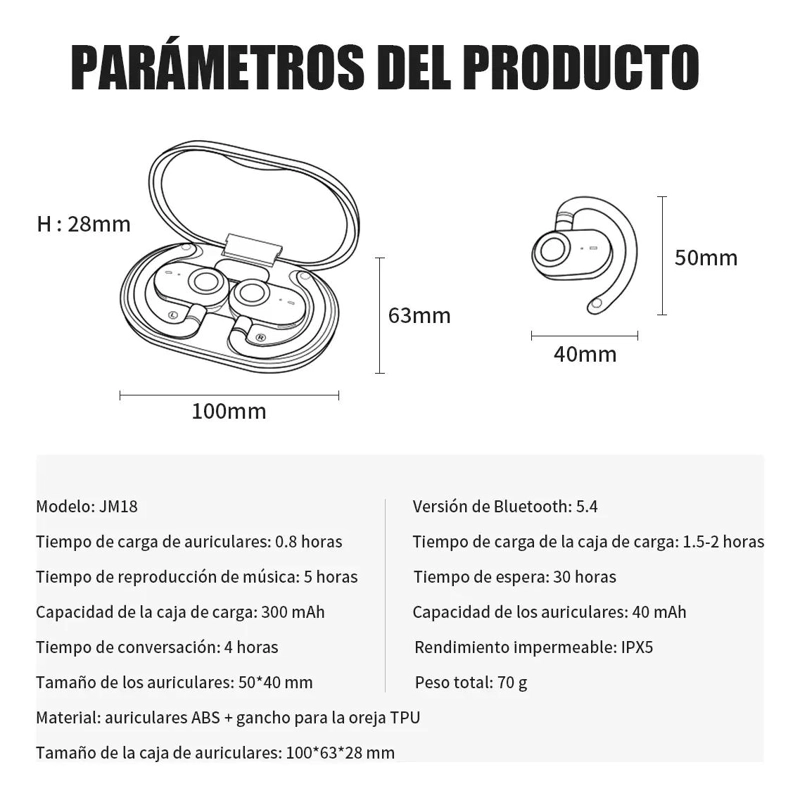 AURICULARES DE TRADUCCION CON GANCHO PARA OREJA JM18 - 2