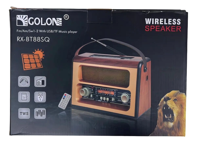 RADIO VINTAGE PORTATIL SOLAR CON BLUETOOTH Y CONTROL REMO - 2