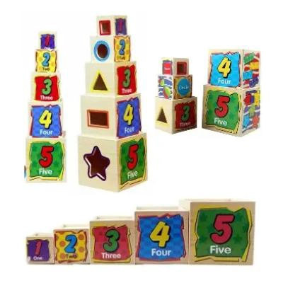 CUBO TORRE DE BLOQUES DE MADERA PARA NIÑOS - 2