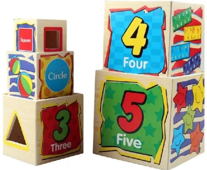 CUBO TORRE DE BLOQUES DE MADERA PARA NIÑOS - 4