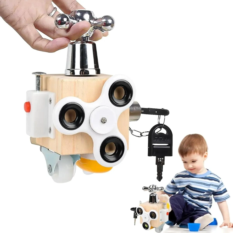 CUBO MONTESSORI DE MADERA CON ACTIVIDADES SENSORIALES - 1