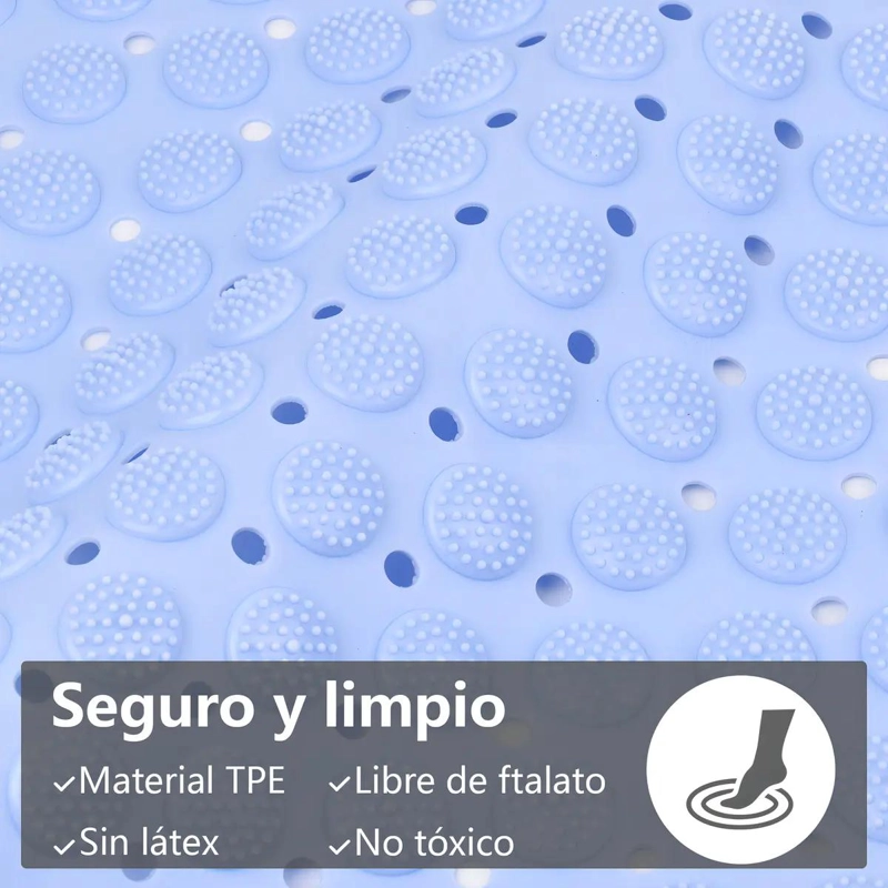 ALFOMBRA ANTIDESLIZANTE PARA DUCHA AZUL CLARO 69X36 CM - 4
