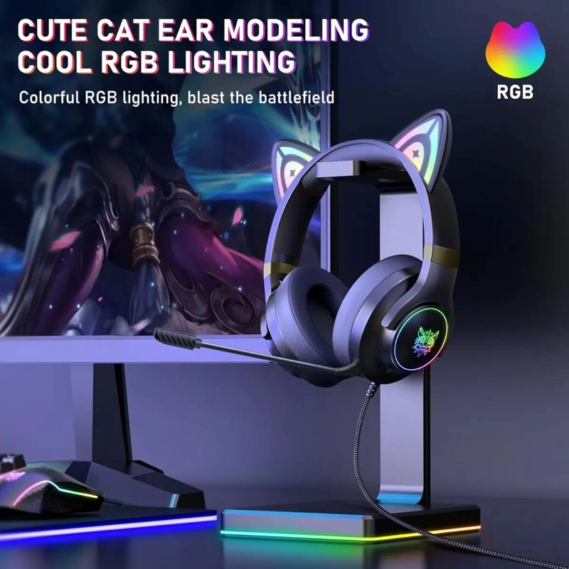 AUDIFONO GAMER X30 CON OREJAS DE GATO Y LUZ RGB - 2