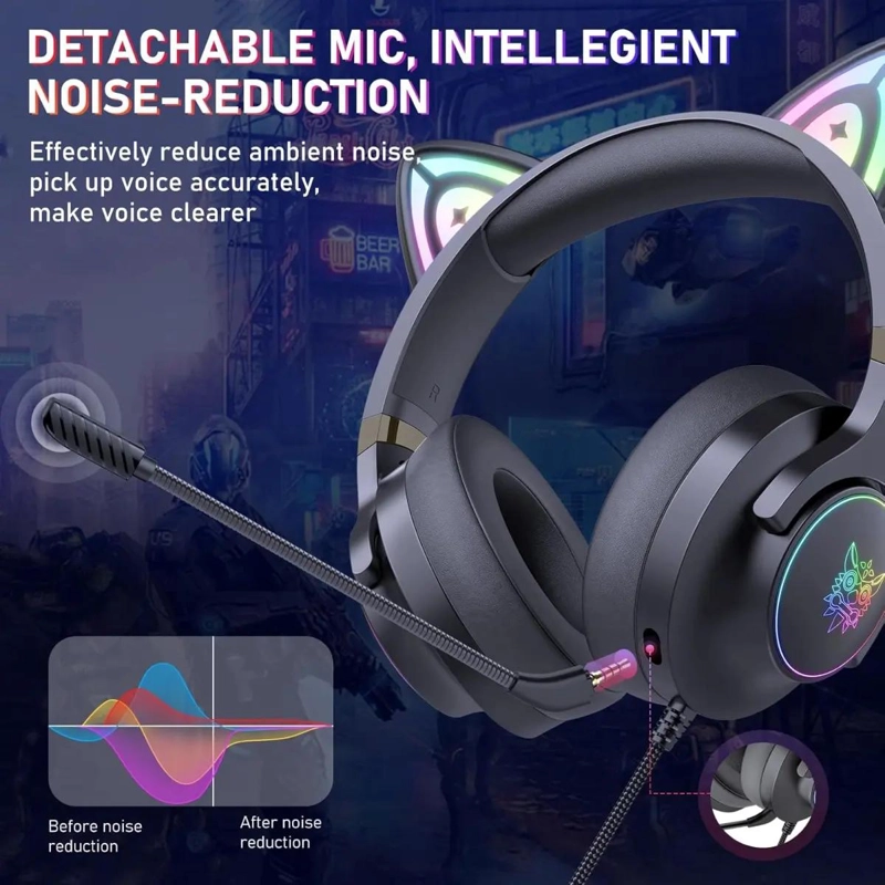 AUDIFONO GAMER X30 CON OREJAS DE GATO Y LUZ RGB - 3