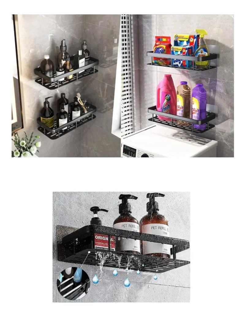 ESTANTE DE ALMACENAMIENTO PARA BAÑO SIN PERFORACIONES 3 P - 4