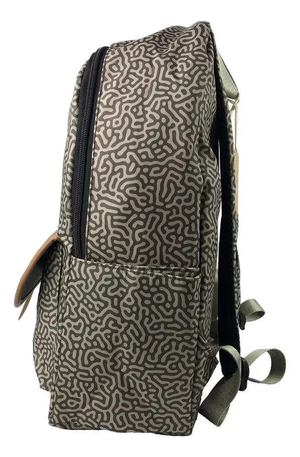 MOCHILA JUVENIL COLOR OLIVA CON DISEÑO MODERNO - 2