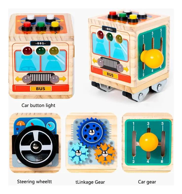 CUBO SENSORIAL DE MADERA PARA DESARROLLO INFANTIL - 4