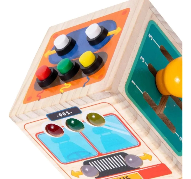 CUBO SENSORIAL DE MADERA PARA DESARROLLO INFANTIL - 5