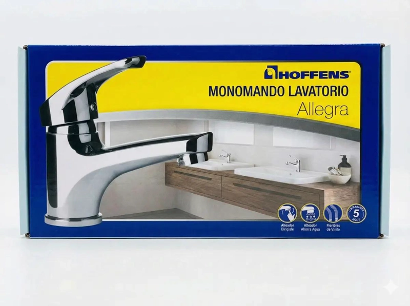 LLAVE MONOMANDO PARA LAVATORIO CROMADA CON ABS - 2