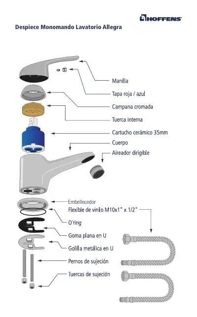LLAVE MONOMANDO PARA LAVATORIO CROMADA CON ABS - 3