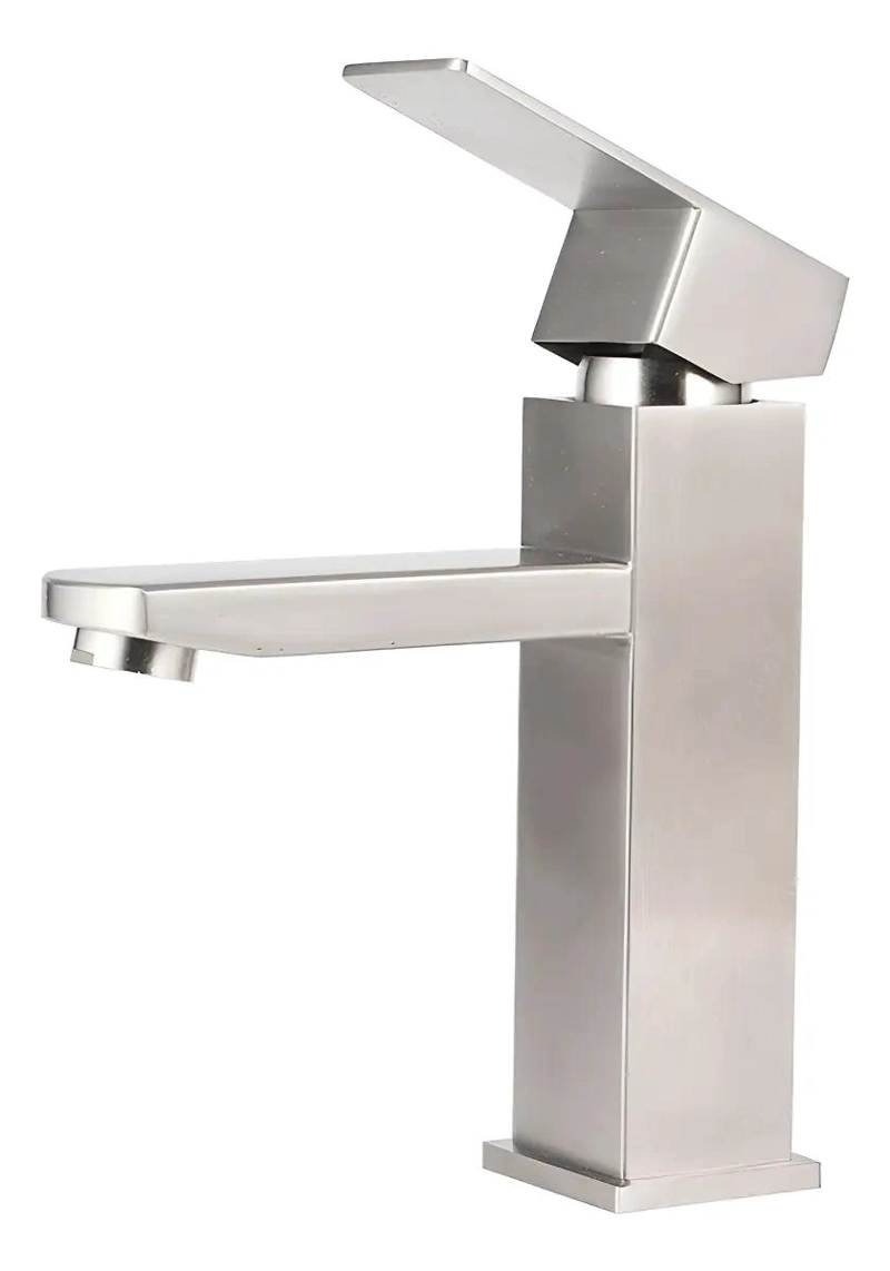 LLAVE MONOMANDO LAVAMANOS CUADRADA ACERO INOX 18CM - 1