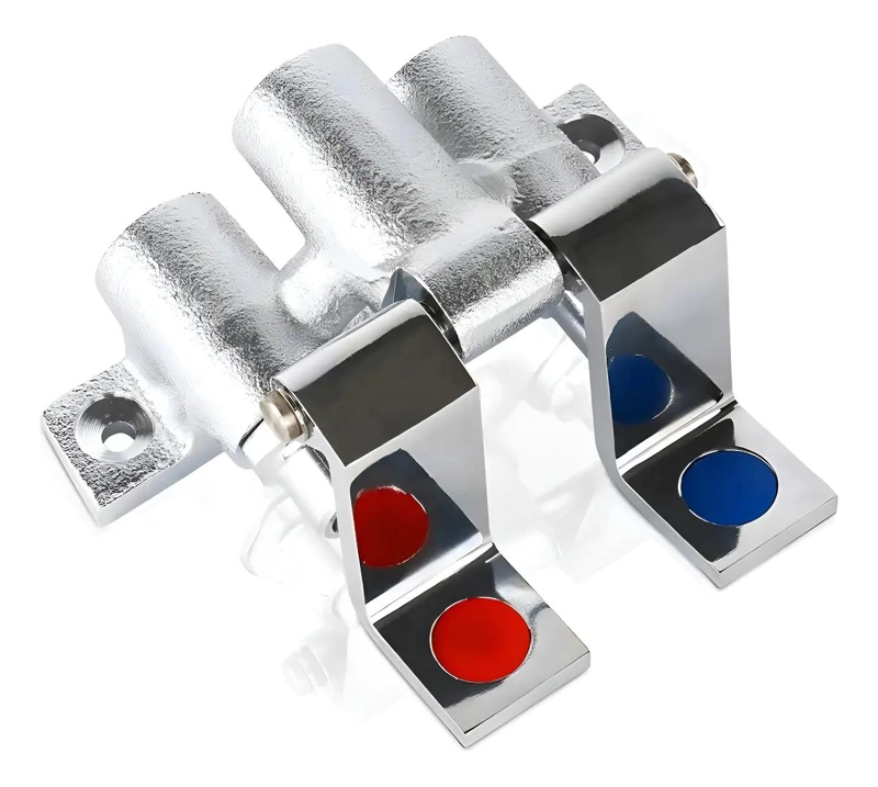 LLAVE PEDAL DOBLE ACCION AUTOMATICA CROMADA - 1