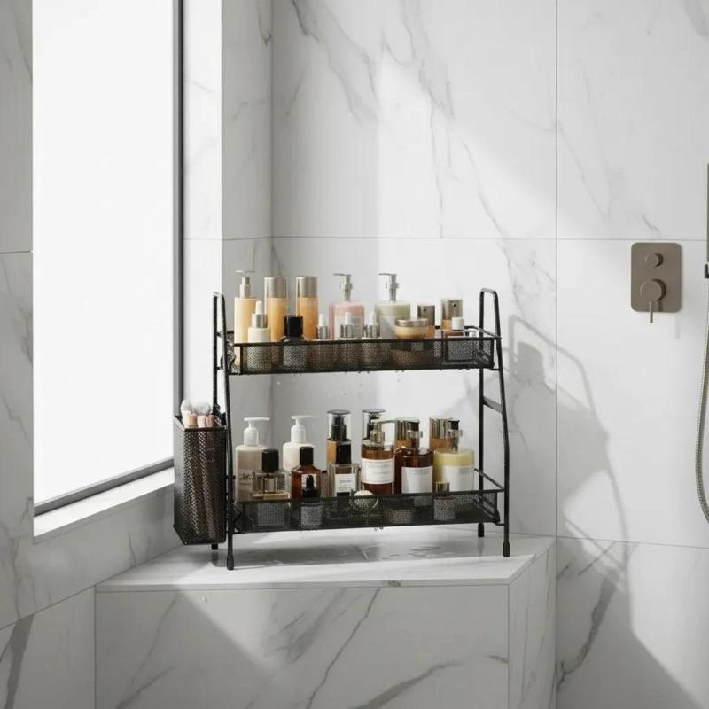 ORGANIZADOR DE DUCHA CON REPISA PARA BAÑO 35X26X14 CM - 1