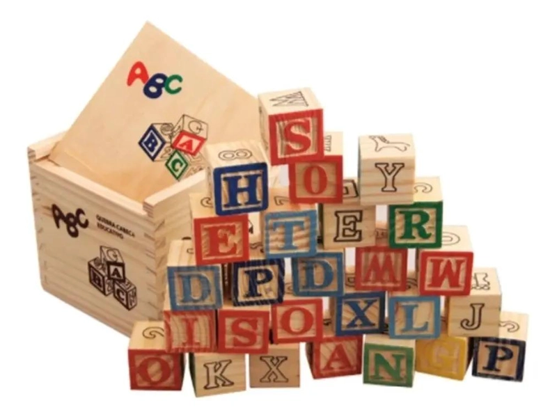 JUGUETE DIDACTICO CUBOS DE MADERA CON LETRAS Y NUMEROS - 2