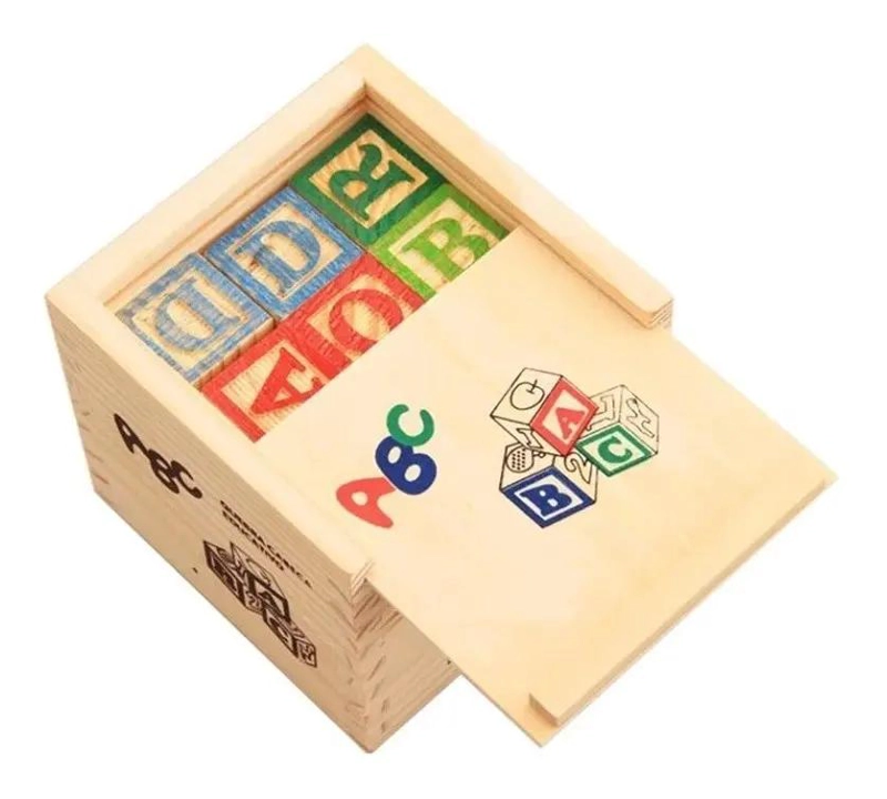 JUGUETE DIDACTICO CUBOS DE MADERA CON LETRAS Y NUMEROS - 4