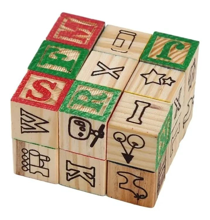 JUGUETE DIDACTICO CUBOS DE MADERA CON LETRAS Y NUMEROS - 5