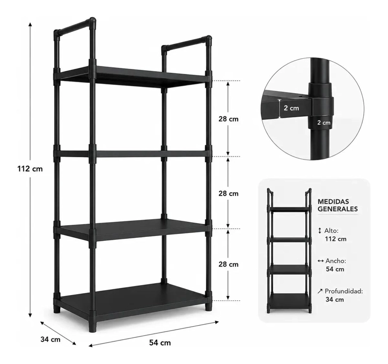 ESTANTE MULTIUSO CON 4 REPISAS PARA COCINA Y BAÑO - 3