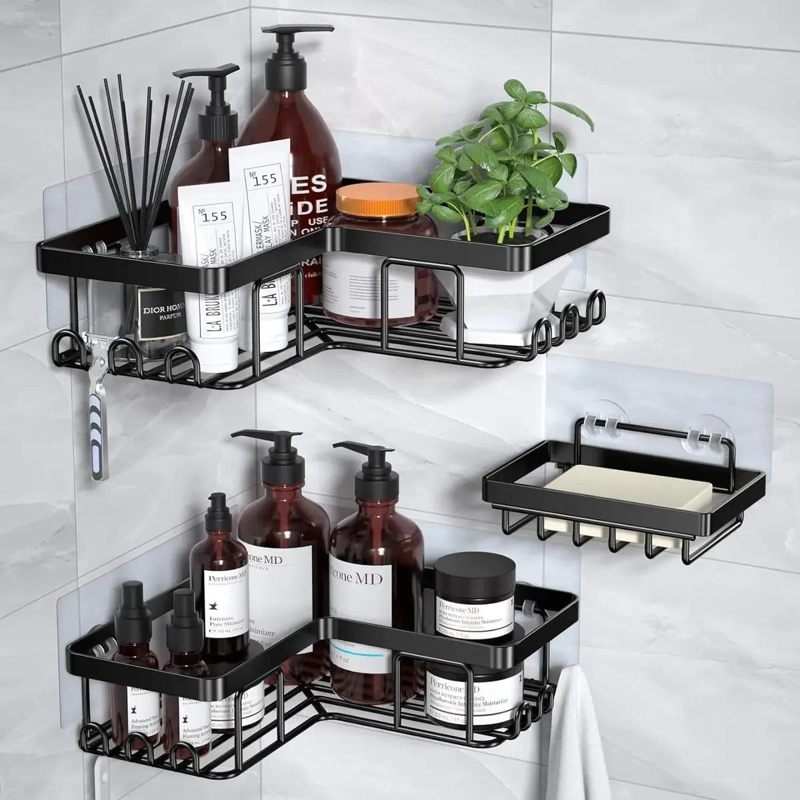 SET 2 REPISAS ADHESIVAS PARA DUCHA EN NEGRO - 5
