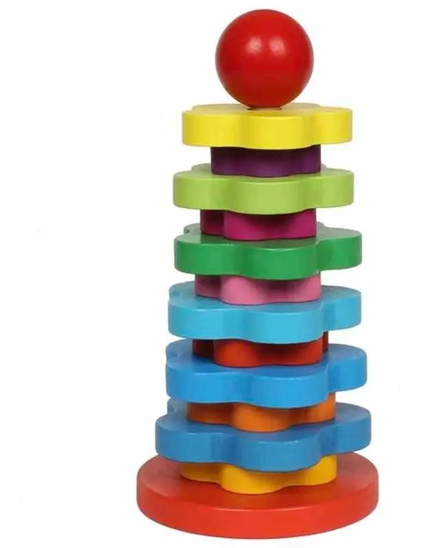 TORRE APILABLE DE MADERA CON ARCOIRIS PARA NIÑOS - 3