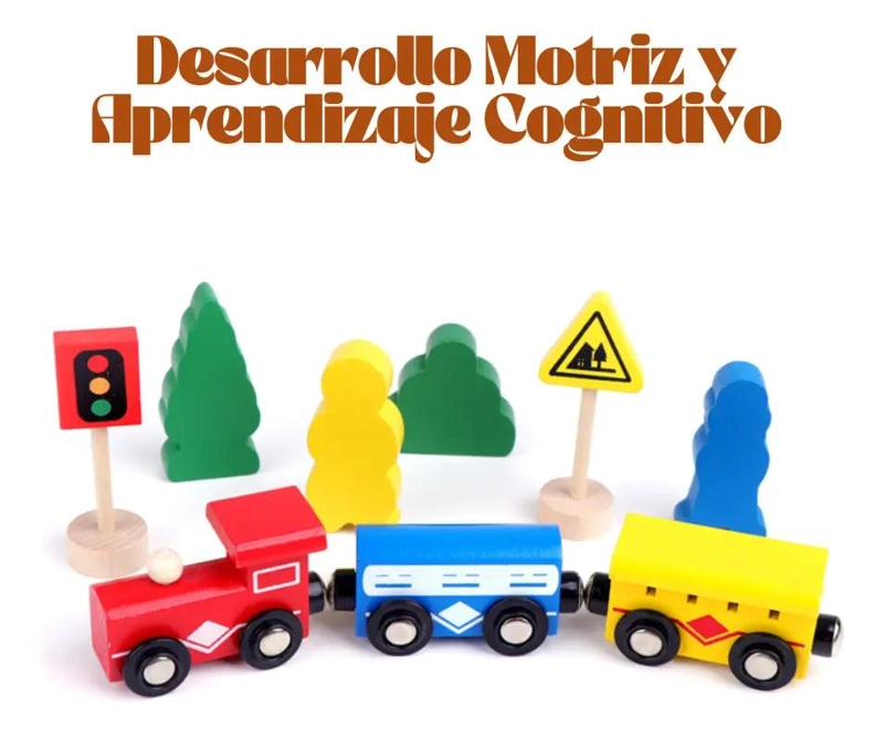 SET TREN DE MADERA CON ACCESORIOS URBANOS EDUCATIVOS - 2